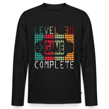 Level 30 Complete – Videogamer zum 30. - Men's Premium Organic Long Sleeve Shirt - black - Front - Nico (187cm)