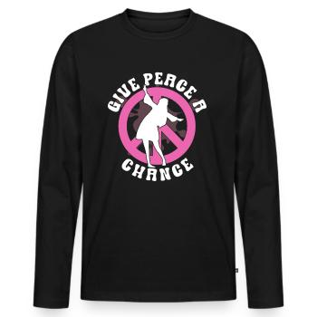 Hippie Peace Zeichen Frieden Blumen Blumenkind - Männer Premium Bio Langarmshirt - Schwarz - Vorne - Nico (187cm)