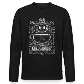 Vintage 1988 Keyboardist Birthday Gift Hobby - Men's Premium Organic Long Sleeve Shirt - black - Front - Nico (187cm)
