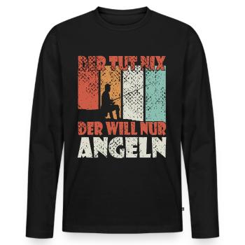 Angeln Fisch Lustig Angler Geschenk - Männer Premium Bio Langarmshirt - Schwarz - Vorne - Nico (187cm)