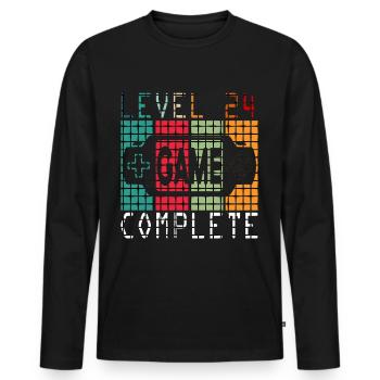 24 Anniversaire Niveau 24 Cadeau de joueur complet - T-shirt manches longues Premium bio Homme - noir - Devant - Nico (187cm)