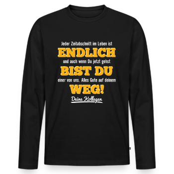 Kollege Abschied Jobwechsel Abschiedsgeschenk - Männer Premium Bio Langarmshirt - Schwarz - Vorne - Nico (187cm)