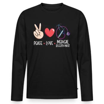 Réceptionniste médicale Réception médicale - T-shirt manches longues Premium bio Homme - noir - Devant - Nico (187cm)