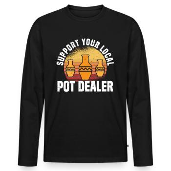 Poterie Argile Cours de poterie Poterie Getöpfert - T-shirt manches longues Premium bio Homme - noir - Devant - Nico (187cm)