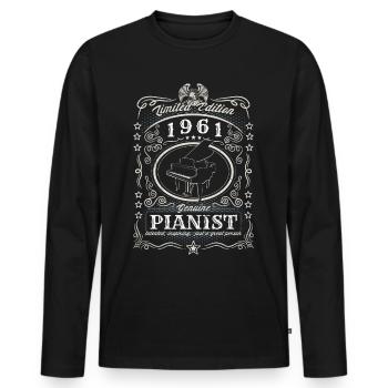 Vintage 1961 pianiste anniversaire cadeau hobby - T-shirt manches longues Premium bio Homme - noir - Devant - Nico (187cm)