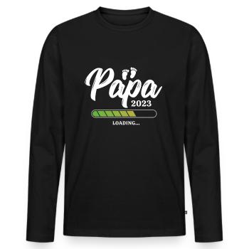 Papa Loading 2023 - Men's Premium Organic Long Sleeve Shirt - black - Front - Nico (187cm)