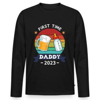 Première fois papa 2023 - T-shirt manches longues Premium bio Homme - noir - Devant - Nico (187cm)