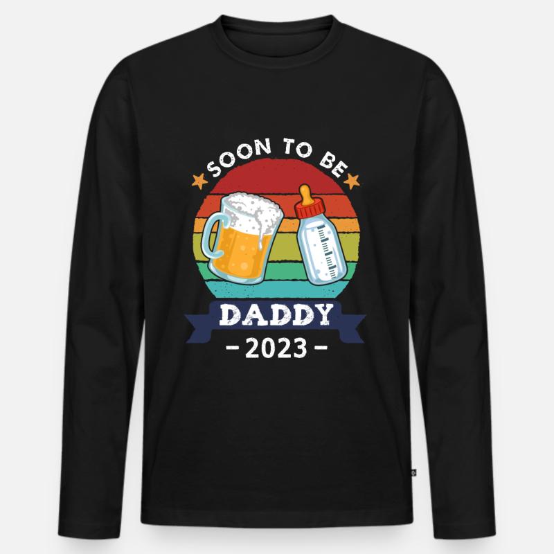 Soon To Be Daddy 2023 - Männer Premium Bio Langarmshirt - Schwarz