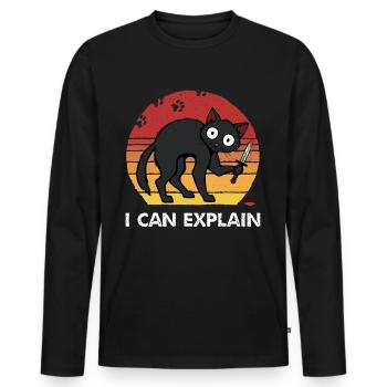 I Can Explain - Männer Premium Bio Langarmshirt - Schwarz - Vorne - Nico (187cm)