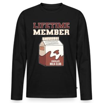 Chocolat au lait Chocolat Milkshake Chocolat - T-shirt manches longues Premium bio Homme - noir - Devant - Nico (187cm)