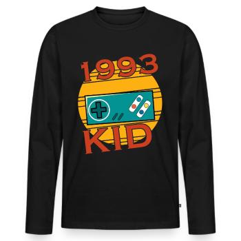 Passionate Gamer 1993 Birthday Gaming - Men's Premium Organic Long Sleeve Shirt - black - Front - Nico (187cm)