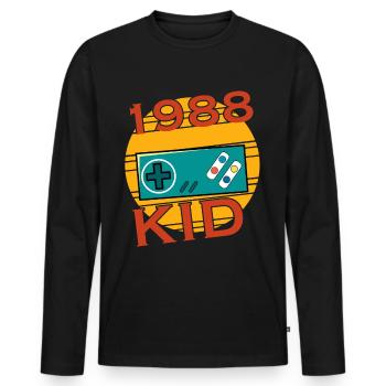 1988 Anniversaire Génial depuis Rétro - T-shirt manches longues Premium bio Homme - noir - Devant - Nico (187cm)