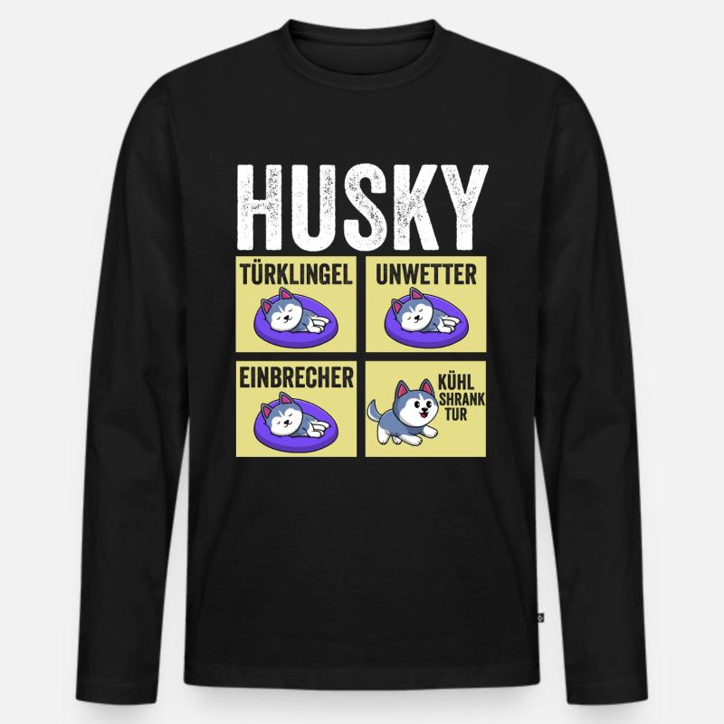 Hund Husky - Männer Premium Bio Langarmshirt - Schwarz