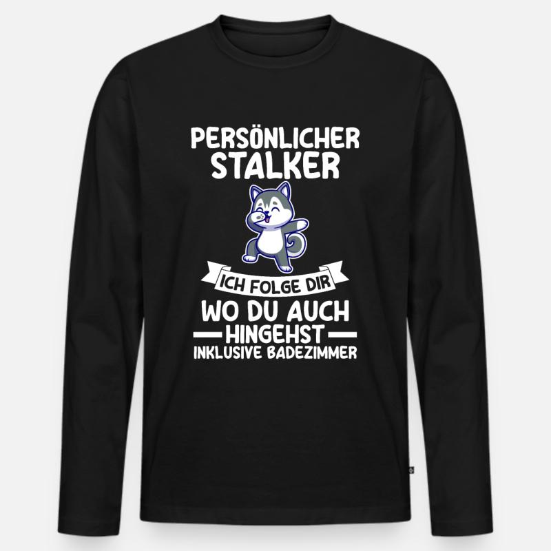 Hund Husky - Männer Premium Bio Langarmshirt - Schwarz