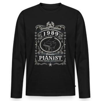 Vintage 1989 Pianist Geburtstag Geschenk Hobby - Männer Premium Bio Langarmshirt - Schwarz - Vorne - Nico (187cm)
