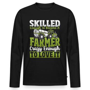 Landwirt Bauer Kuh Vieh Stier Hochlandrind Rinder - Männer Premium Bio Langarmshirt - Schwarz - Vorne - Nico (187cm)