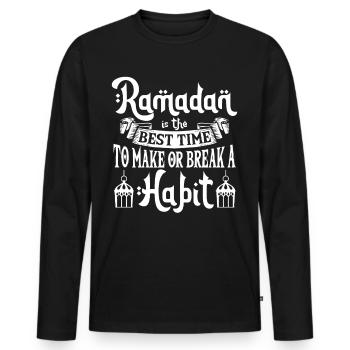 Ramadan Ramadan Moubarak Aïd musulman islamique - T-shirt manches longues Premium bio Homme - noir - Devant - Nico (187cm)