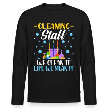 Cleaning Staff - Men's Premium Organic Long Sleeve Shirt - black - Front - Nico (187cm)