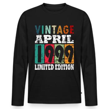April 1999 Geburtstag April 1999 Geschenk - Männer Premium Bio Langarmshirt - Schwarz - Vorne - Nico (187cm)