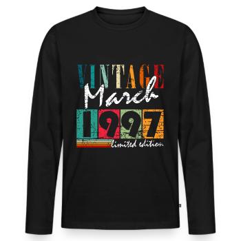 March 1997 nice gift idea for birthday 1997 - Men's Premium Organic Long Sleeve Shirt - black - Front - Nico (187cm)