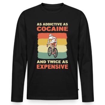 As Addictive As Cocaine MTB Mountain Biking - Men's Premium Organic Long Sleeve Shirt - black - Front - Nico (187cm)