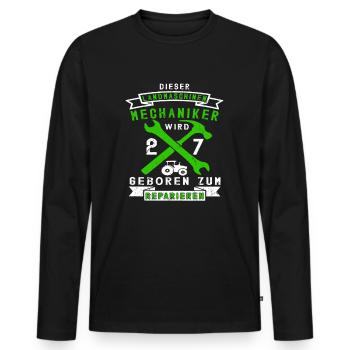 27 Geburtstag Landmaschinenmechaniker Spruch - Männer Premium Bio Langarmshirt - Schwarz - Vorne - Nico (187cm)