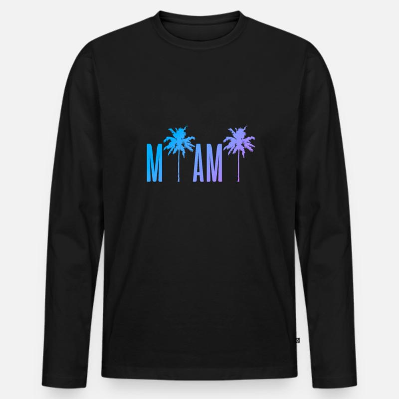 Miami Beach - Männer Premium Bio Langarmshirt - Schwarz