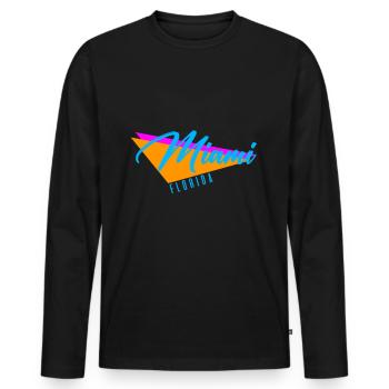 Miami Beach Floride - T-shirt manches longues Premium bio Homme - noir - Devant - Nico (187cm)