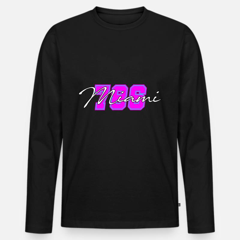 Miami Beach - Männer Premium Bio Langarmshirt - Schwarz