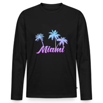 Miami Beach - Men's Premium Organic Long Sleeve Shirt - black - Front - Nico (187cm)