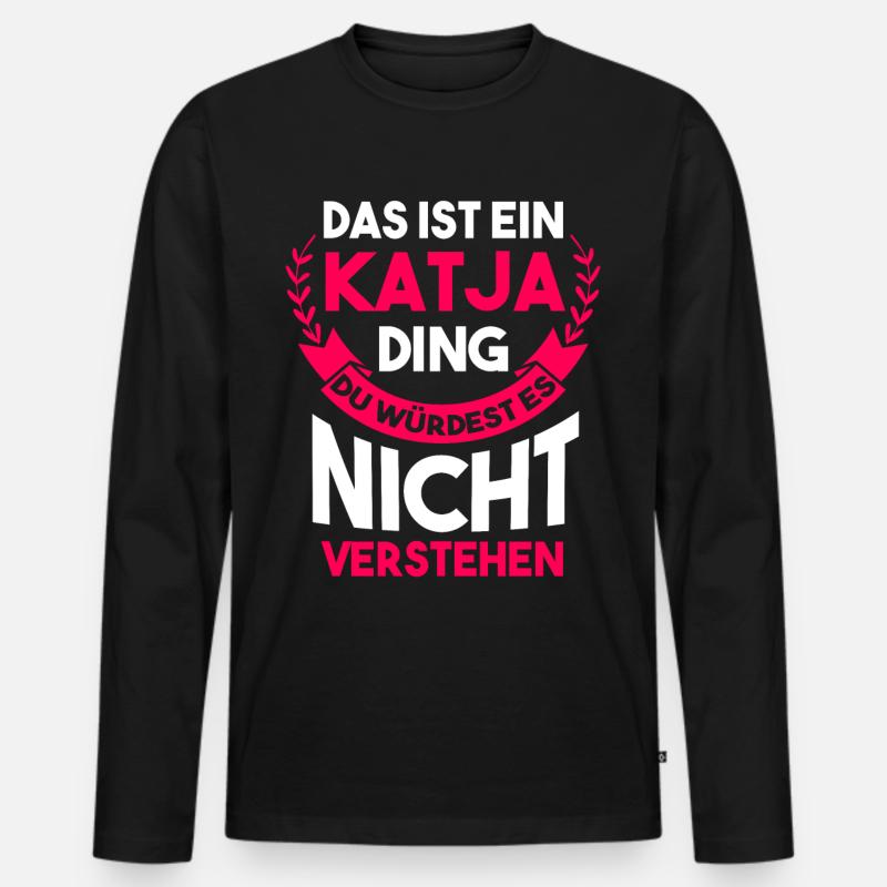 Katja - Männer Premium Bio Langarmshirt - Schwarz