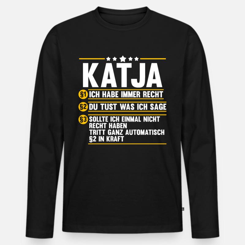 Katja - Männer Premium Bio Langarmshirt - Schwarz