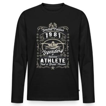 Vintage 1981 Swimmer Birthday Gift Hobby - T-shirt manches longues Premium bio Homme - noir - Devant - Nico (187cm)