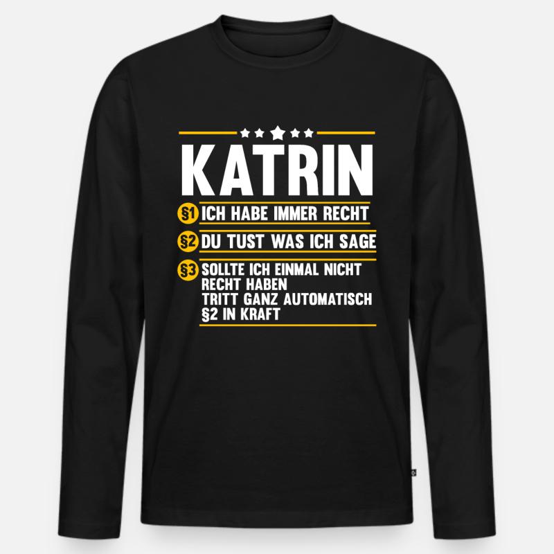 Katrin - Männer Premium Bio Langarmshirt - Schwarz