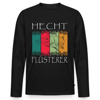 Hecht Flüsterer Angler Hechte Angeln - Männer Premium Bio Langarmshirt - Schwarz - Vorne - Nico (187cm)