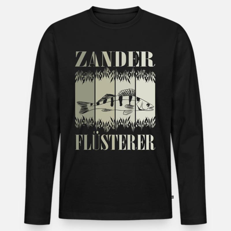 Zander Flüsterer - Männer Premium Bio Langarmshirt - Schwarz