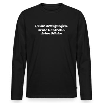 Pilates - Deine Bewegungen, deine Kontrolle, - Männer Premium Bio Langarmshirt - Schwarz - Vorne - Nico (187cm)
