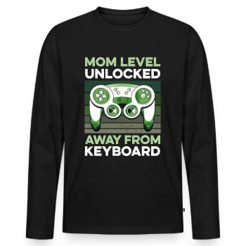 Level Mom Unlocked Gamer Mom Mama Mother's Day - Men's Premium Organic Long Sleeve Shirt - black - Front - Nico (187cm)