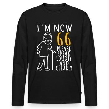 66th birthday man 66th I am now 66 years old - Men's Premium Organic Long Sleeve Shirt - black - Front - Nico (187cm)