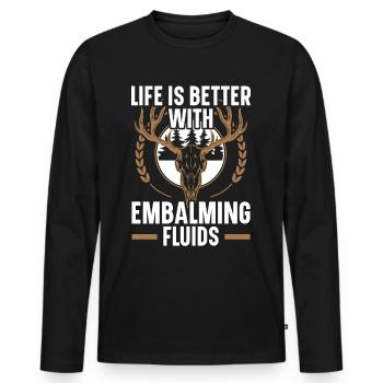 La vie est meilleure avec le liquide d’embaumement - T-shirt manches longues Premium bio Homme - noir - Devant - Nico (187cm)