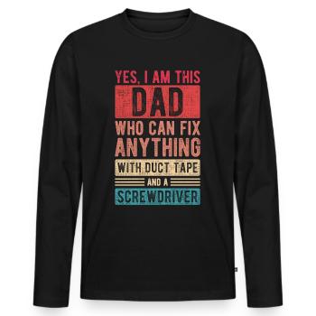 I Am This Dad Fix Anything Vatertag Papa Geschenk - Männer Premium Bio Langarmshirt - Schwarz - Vorne - Nico (187cm)