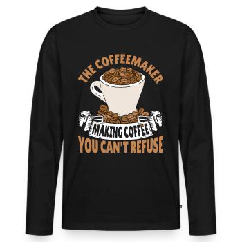 The Coffeemaker Making Coffee You Can't Refuse - Men's Premium Organic Long Sleeve Shirt - black - Front - Nico (187cm)