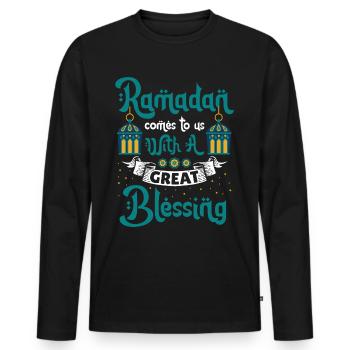Ramadan Ramadan Mubarak islamisch muslimischer - Männer Premium Bio Langarmshirt - Schwarz - Vorne - Nico (187cm)