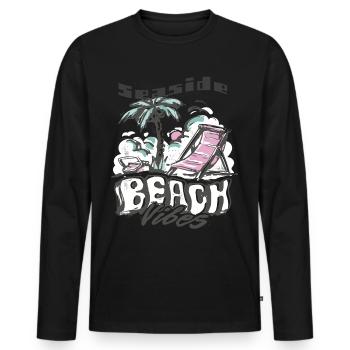 Florida Seaside Ocean Beach Surfing - Men's Premium Organic Long Sleeve Shirt - black - Front - Nico (187cm)