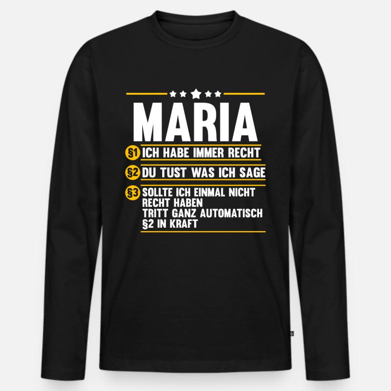 Maria - Männer Premium Bio Langarmshirt - Schwarz