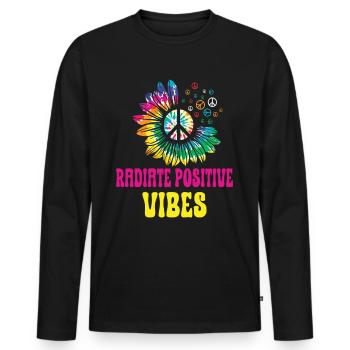 Hippie Peace Sign Peace Flowers Flower Child - T-shirt manches longues Premium bio Homme - noir - Devant - Nico (187cm)