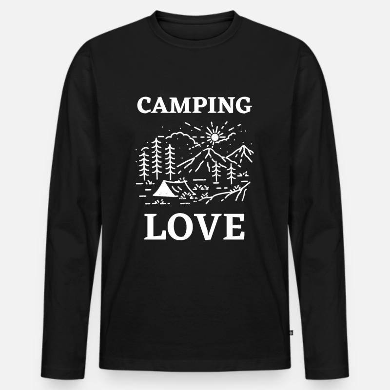 Camping Love - Männer Premium Bio Langarmshirt - Schwarz