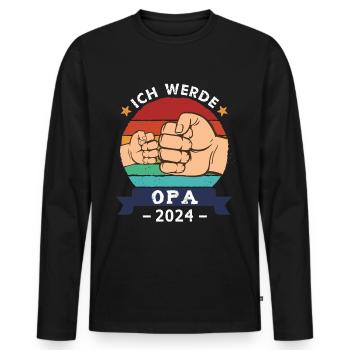 Ich werde Opa 2024 - Männer Premium Bio Langarmshirt - Schwarz - Vorne - Nico (187cm)