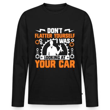 Don't Flatter Yourself I Was Looking At Your Car - Männer Premium Bio Langarmshirt - Schwarz - Vorne - Nico (187cm)