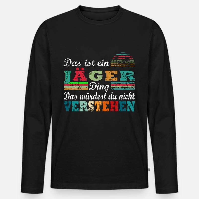 Jäger - Männer Premium Bio Langarmshirt - Schwarz